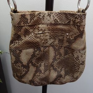 B. Makowsky Snake Print Purse Tan/Brown